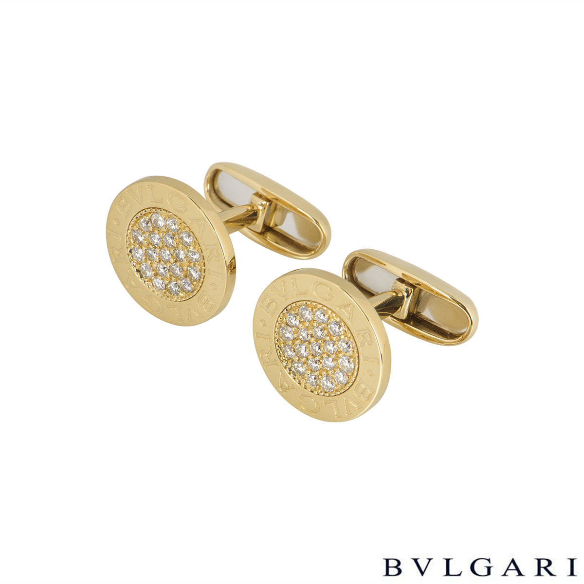 Bvlgari Yellow Gold Bvlgari Bvlgari Diamond Cufflinks | Rich Diamonds
